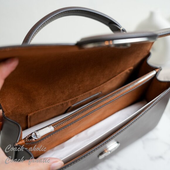 NWT Coach CT852 Eliza Top Handle Bag Leather Crossbody in Silver/Maple - Picture 12 of 12